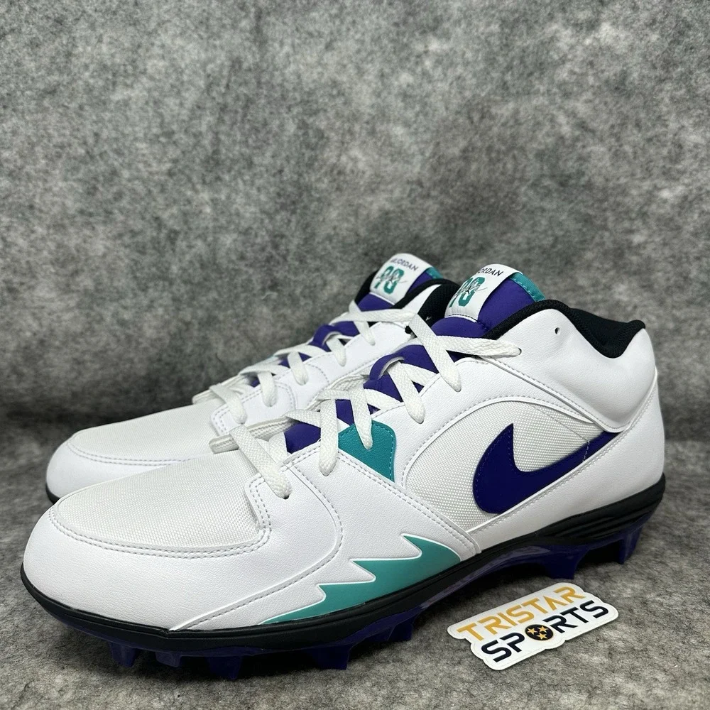 Nike Air Jordan Stadium 90 Football Cleats Mens Size 18 White Purple HQ0210-105